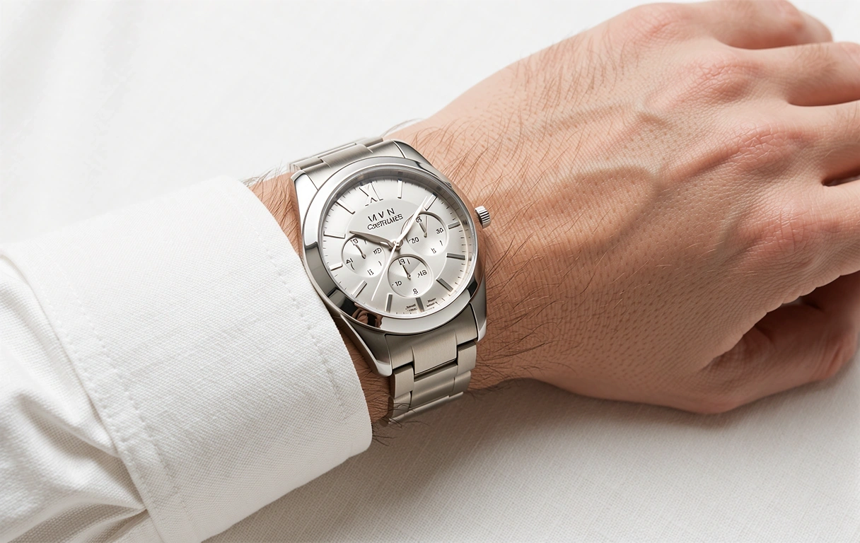 Detail of high quality fabric and watch